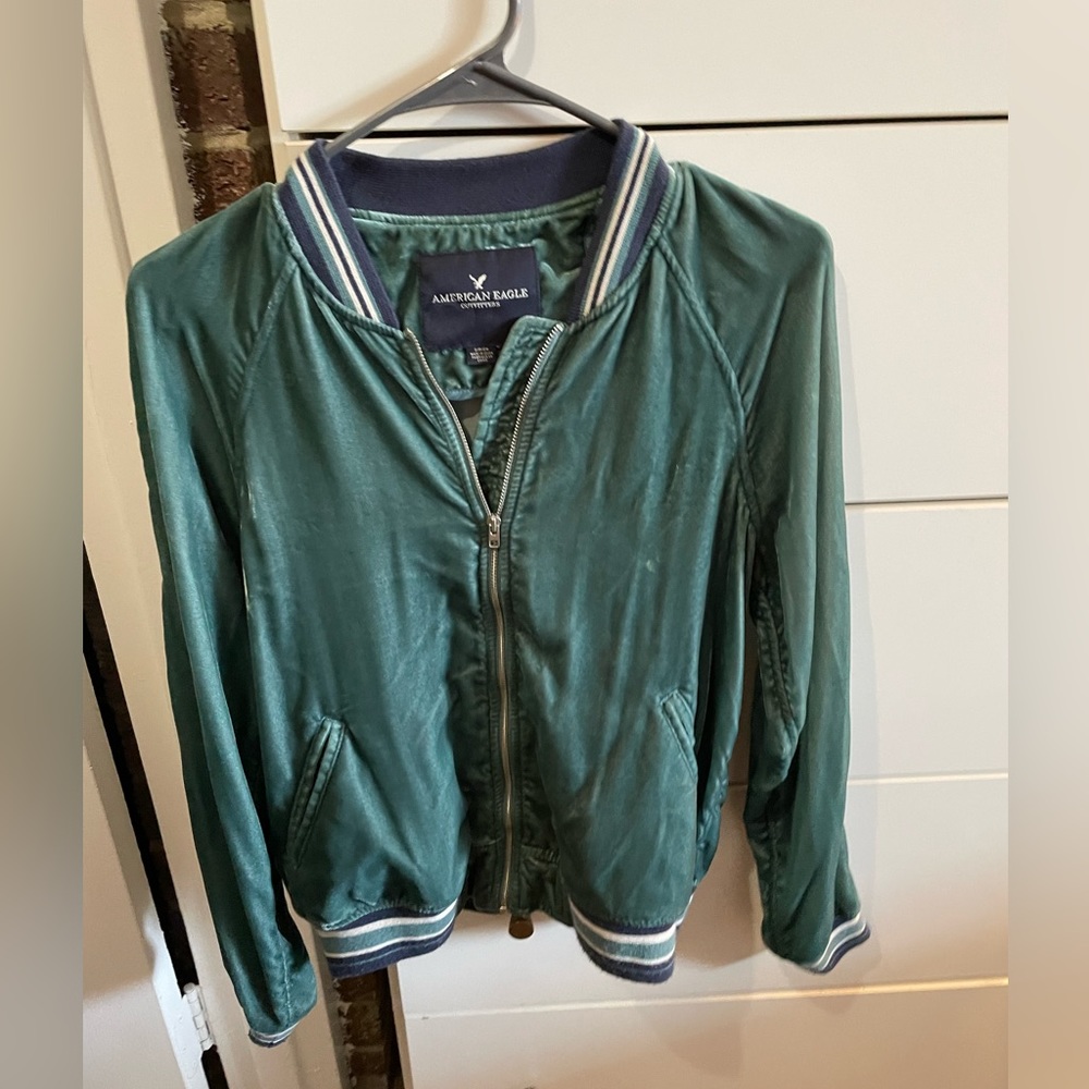 AE teal velour zip up jacket